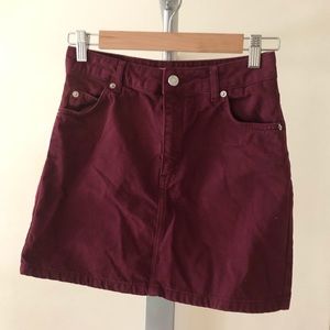 TOPSHOP Maroon Denim Skirt